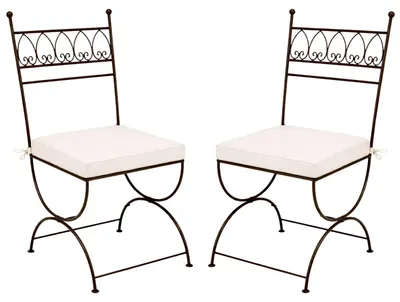 Image de Lot de 2 chaises de jardin de style méditerranéen, modèle Merida, en fer noir, hauteur 100 cm