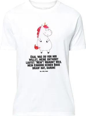 Produktbild von Mr. & Mrs. Panda Größe XL T-Shirt Einhorn Wut - Weiß - Geschenk, mit Spruch, Spaß, Shirt, Unicorn, Nein, Arbeit, Einhörner, Tshirt