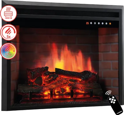 Obrázok produktu pre KAMINIO Elektrický krb LUCA - Elektrický vstavaný krb s ohrevom, 3D efekt plameňa, 12 farieb plameňa, diaľkové ovládanie - 23 palcov