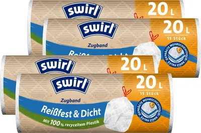 Produktbild von Swirl Zugband Müllbeutel 20L ( 20 stk./ Rolle ) (4er Pack)