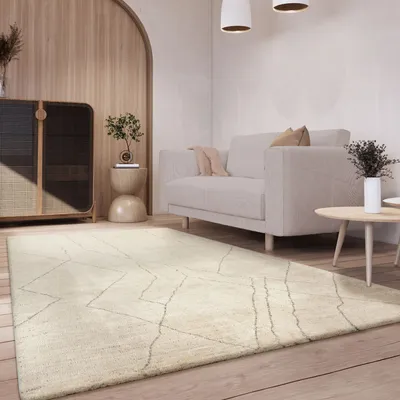 Produktbild von TT Home Wohnzimmer Teppich Kurzflor Geometrisches Skandi Muster Uni Abstraktes Design Größe 160x230 cm