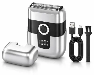 Produktbild von Herrenrasierer Elektrisch, Mini Elektrorasierer mit 3-fach Scherkopf, 8500 U/min, 700 mAh Akku, USB-C Schnellladung, 60 Min. Laufzeit