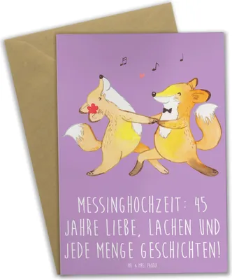 Produktbild von Mr. & Mrs. Panda Grußkarte 45. Hochzeitstag Messinghochzeit - Lavendeltraum - Geschenk, Meilenstein, Grußkarten, Heiraten, Hochtzeit, dankeskarten, weihnachtskarten