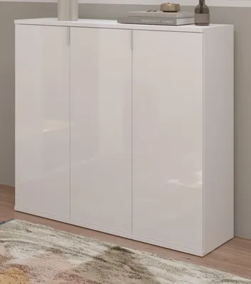 Produktbild von Kommode "SystemX" weiß Hochglanz Sideboard Mehrzweckschrank 91 x 99 cm