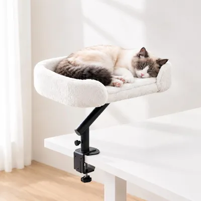 Katzenbett für Schreibtisch, 360° drehbar, beige, bis 22,5 kg