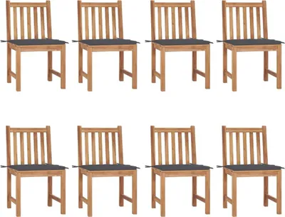 Produktbild von Gartenstühle 8 Stk. mit Kissen Massivholz Teak