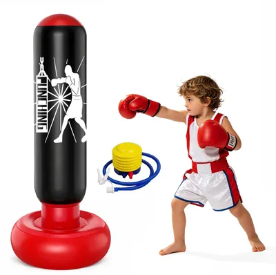 Image de SolidKeus - Sac de frappe sur pied pour enfants, 160 cm, avec pompe à pied