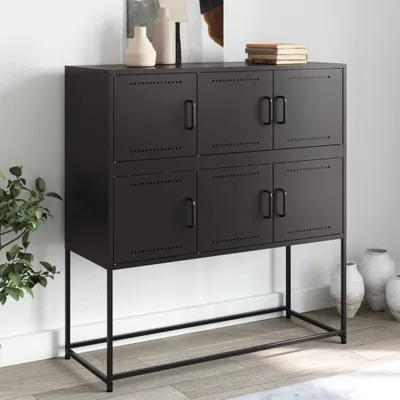 Image de vidaXL Sideboard noir 100,5x39x107 cm acier