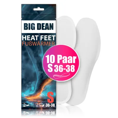 Produktbild von BigDean 10 Paar Fußwärmer– Sohlenwärmer für Schuhgröße 36-38 8h Wärme