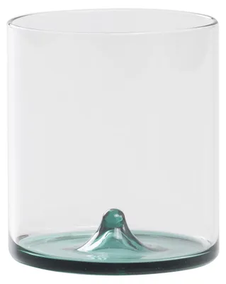Image de Ensemble de 4 Tumbler Discobolo en Verre Borosilicaté Soufflé à la Main, Capacité 34,5 cl, Design Transparent avec Fond Vert Lac pour Tables Raffinées