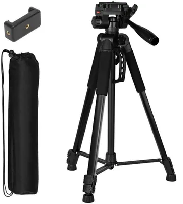 Immagine prodotto di ZELURXX Treppiede da 170 cm per fotocamera e cellulare – Treppiede per cellulare con supporto, ideale per la fotografia, i live streaming e la pesca notturna con luce a LED, treppiedi