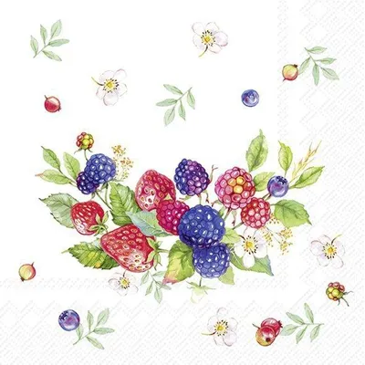 Produktbild von Servietten 25x25 cm - SUMMER BERRIES WREATH
