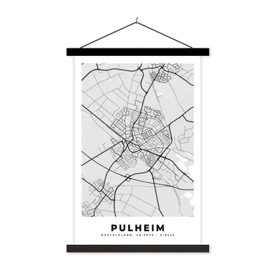 Produktbild von MuchoWow® Textilposter Pulheim - Stadtplan - Deutschland - Karte 120x180 cm mit schwarzem Rahmen - Fotos