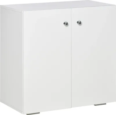 Obrázek produktu pro Příborník/komoda - Obývací pokoj - 2 dvířka - 1 police - Na knihy - 70×39×70 cm - Montáž svépomocí - Bílý