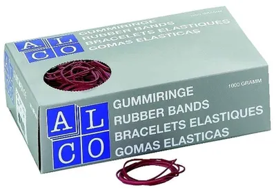 Produktbild von ALCO Gummiringe, Durchmesser 100 mm, rot, 1000 g, 2 Beutel à 500g