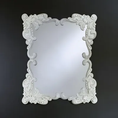 Immagine prodotto di Specchio da parete in stile barocco "Casa Padrino", finitura bianca, 92 x 110 cm - Elegante specchio con elaborate decorazioni