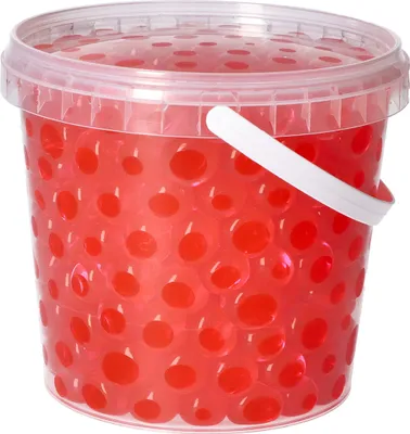 Produktbild von trendfinding 1 Liter Eimer Aqualinos Hydroperlen, Größe 1,5 bis 2,5 cm, Rot