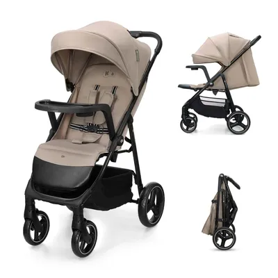Produktbild von Buggy Kinderkraft TRIG 3 mit Kindertablett bis 25 kg, CLICK&FOLD, pannensichere Räder, großer Sitz, Verdeck, Korb, Beige
