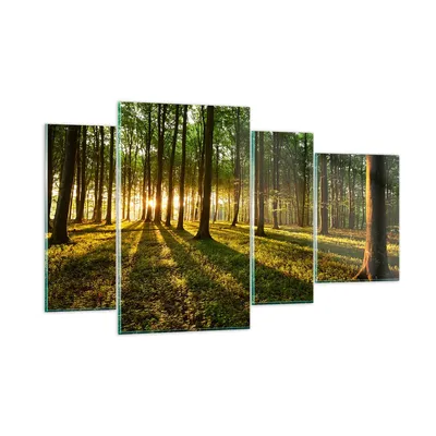 Produktbild von Bilder auf glas - Wald grün Sonnenstrahlen Natur - 120x70cm - Glasbilder - Wandbilder - Kunstdruck - zum Aufhängen bereit - Wanddekoration aus Glas - Glas Bilder - Wandbild auf Glas - GDL120x70-2510