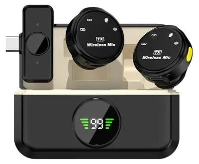Produktbild von Kabelloses Lavalier-Mikrofon mit omnidirektionaler Aufnahme für iPhone, Android und Videoaufnahmen - IOS