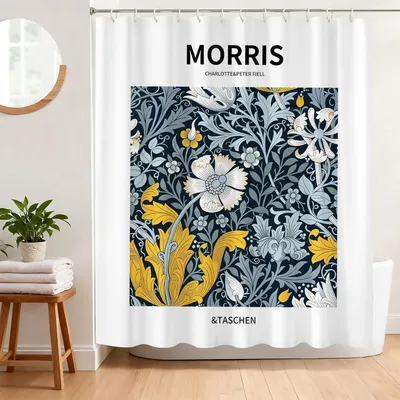 Imagen del producto de Cortina de ducha impermeable, con estampado floral, de 180 x 180 cm, para bañera