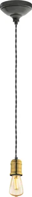 Produktbild von EGLO Pendelleuchte Yorth, 1 flammige Schnurpendel Hängelampe Vintage, Industrial, Hängeleuchte, Kabel in Schwarz, Esstischlampe, Wohnzimmerlampe, E27