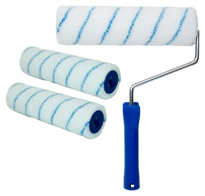 Produktbild von 3x Malerwalze Farbroller 25 cm mit Maler-Bügel Profi Set