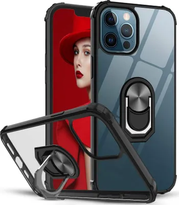Immagine prodotto di Custodia magnetica a 360 gradi con anello per cellulare, compatibile con iPhone 14 Pro Max, nera