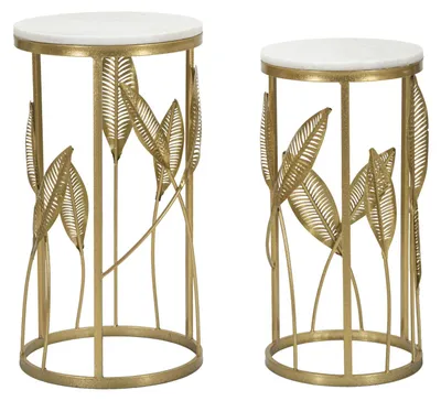 Immagine prodotto di Mauro Ferretti set di foglie per tavolino 2 pezzi Ø 35x65,5-30x60,5 oro