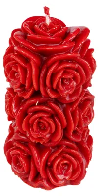 Imagen del producto de Velas artesanales de cera de abeja "Love": naturales, con forma de corazón, oso y cilindro, ideales como decoración encantadora y como un regalo especial para momentos únicos (Cilindro de rosa, color rojo)