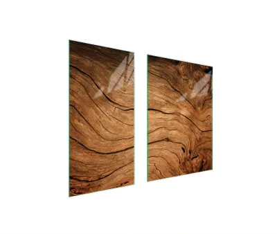 Image de Plaques de recouvrement pour cuisinière 2 pièces 75x52 Couverture pour champ vitrocéramique Verre Planche à découper Bois Marron