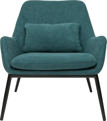 Produktbild von Miliboo - Design-Sessel Stoff mit Samteffekt in Entenblau und schwarzem Metall MAXINE