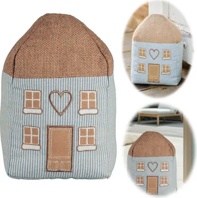 Produktbild von LS-LebenStil Vintage Boden Türstopper Nyhavn 22cm Blau Braun Stoff Baumwolle Bodenstopper Türpuffer Türhalter Türsack Tür Stopper Sack Fensterstopper