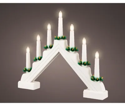 Image de Éclairage intérieur de Noël Bougeoir en bois 7 LED blanches
