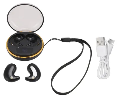 Produktbild von Bluetooth-Schlaf-Ohrhörer BT5.3, unsichtbare kabellose Kopfhörer mit Touch-Steuerung und Ladehülle mit Digitalanzeige, Schwarz