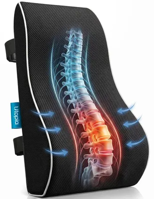 Zdjęcie produktu dla Poduszka lędźwiowa podparcie pleców - Ergonomiczna - Czarna - Do fotela biurowego i samochodowego