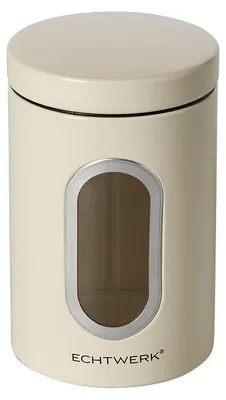 Produktbild von Echtwerk stilvolle Vorratsdosen Single-Creme, zur Aufbewahrung von Mehl/Zucker/Müsli/Tee, Metalldose mit Luftdichtem Deckel und großem Sichtfenster, Fassungsvermögen 1, 4L