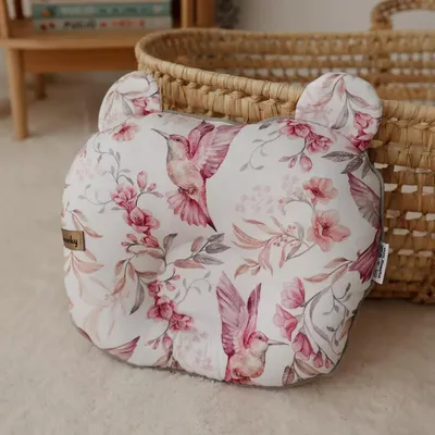 Produktbild von Muminky | Baby Kopfkissen - 23x27 cm - Rosa Kolibris - Ergonomisch - Antiallergisch - Handgemacht