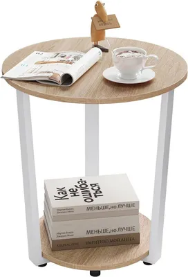 Produktbild von WOLTU Couchtisch rund, Beistelltisch modern, mit 2 Ablagen, aus Holzwerkstoff : Helle Eiche Farbe: Helle Eiche