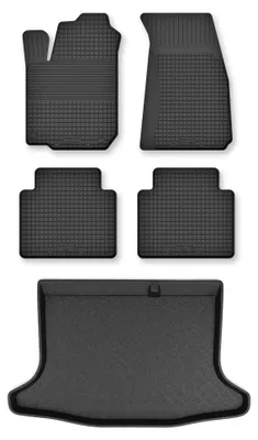 Productafbeelding van Rubberen automatten + kofferbakmat voor Nissan Pulsar C13 vanaf 2014 – 5-delig, zwart, op maat – Wielganizator Semi-Universal