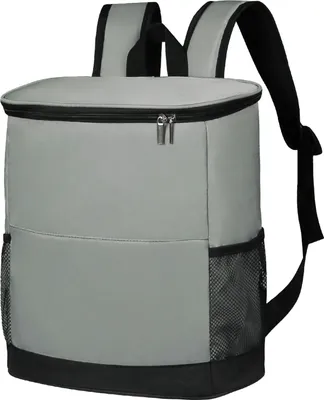 Produktbild von Kühler-Isoliertasche, tragbare Eiskiste, großes Fassungsvermögen, Reißverschluss, auslaufsicher, wasserdicht, isolierte Kühltasche, Campingzubehör, Grau