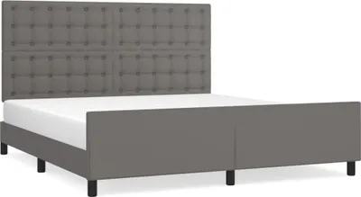 Produktbild von Bettgestell mit Kopfteil Grau 160x200 cm Kunstleder