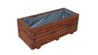 Produktbild von XXL Pflanzkübel Holz 100 cm – Extra Stabiler Blumenkasten Rechteckig, Wetterfester Pflanzkasten für, Terrasse & Garten D26 (Nuss, 100x40x36 cm)