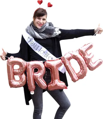 Produktbild von Oblique Unique Bride To Be JGA Hochzeit Accessoire Set - Schärpe Folien Ballon Girlande Haarreifen