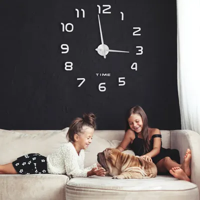 Produktbild von Relaxdays DIY Wanduhr, 3D-Zahlen, Uhr Wandtattoo zum Aufkleben, einfache Installation, Größe variabel, modern, schwarz