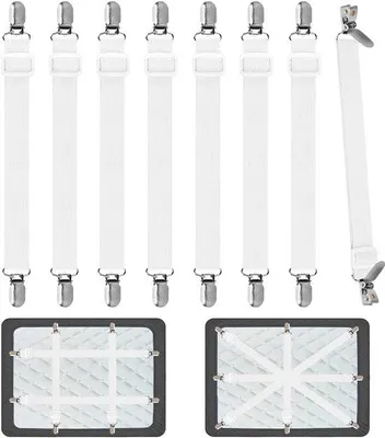 Imagen del producto de Ibenzoa®: Tensadores universales y elásticos para sábanas ajustadas, con clips ajustables, que garantizan un ajuste seguro para colchones de diferentes grosores y formas