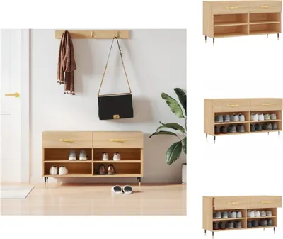 Obrázek produktu pro vidaXL Lavice na boty Sonoma dub 102x35x55 cm materiál na bázi dřeva - Botníky a skříně
