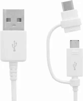 Productafbeelding van Samsung datakabel Micro-USB naar USB-A, inclusief USB-C adapter, wit