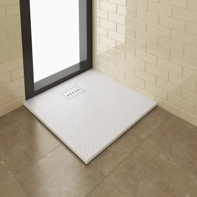 Image de SUNXURY 90×90cm SMC Receveur de douche avec vidage Antiglisse Rectangulaire blanc