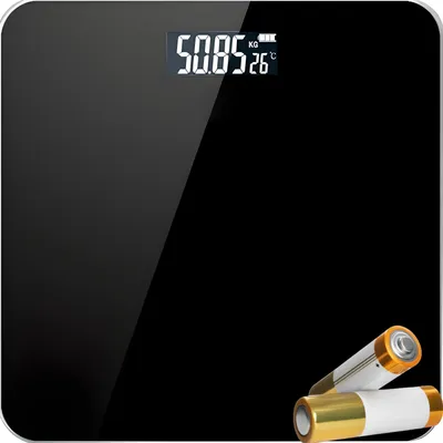 Produktbild von Digitale Personenwaage mit Step-On Technologie Hochpräzise Sensoren Glas Waage Personen LCD bis 180kg 100gr Gewichtswaage kg lbs St Schwarz Retoo